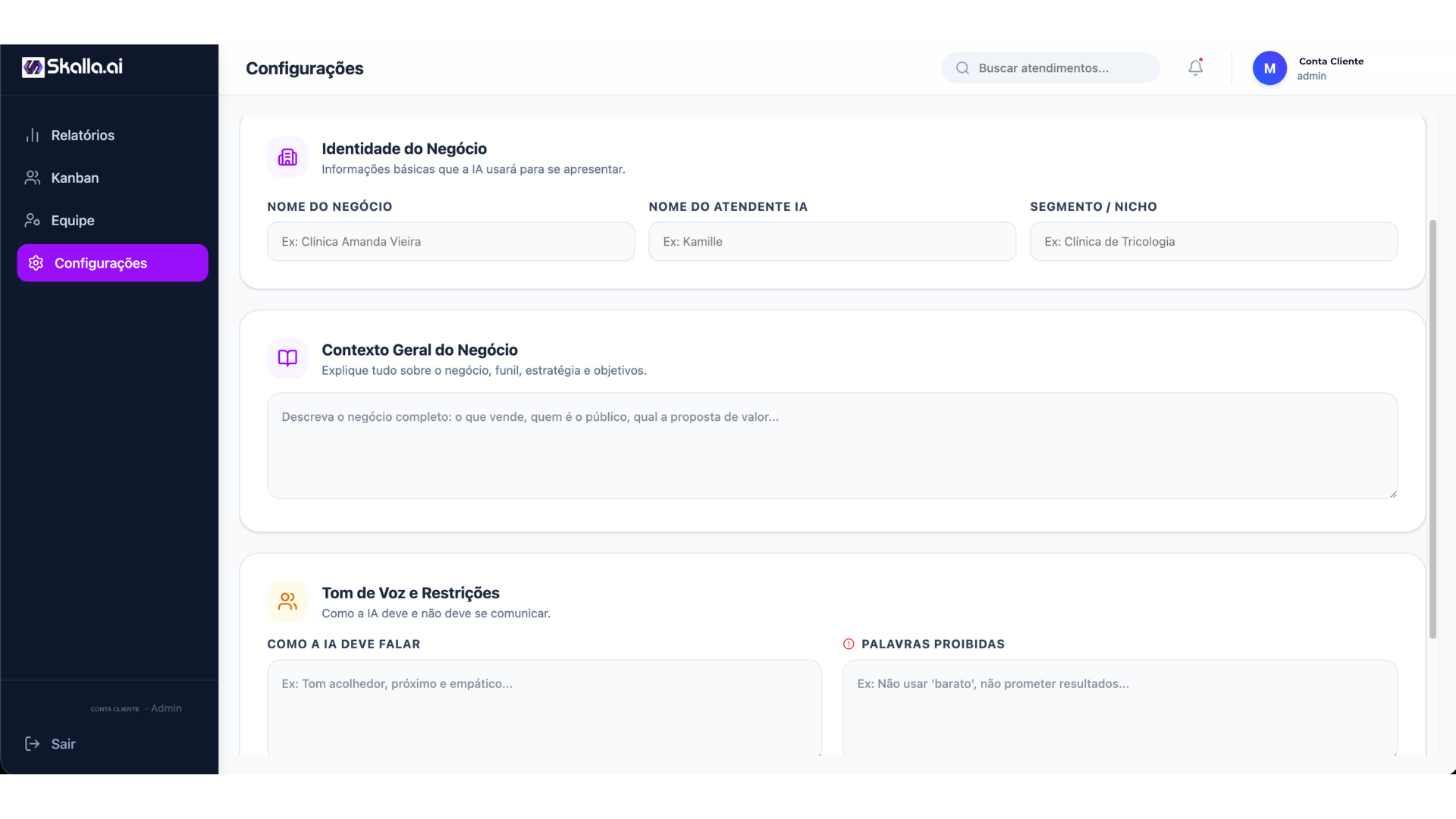 Configuração IA Skalla.ai